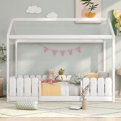 Flieks Kinderbett (1-tlg), Hausbett Kiefernholz 90x200cm günstig online kaufen