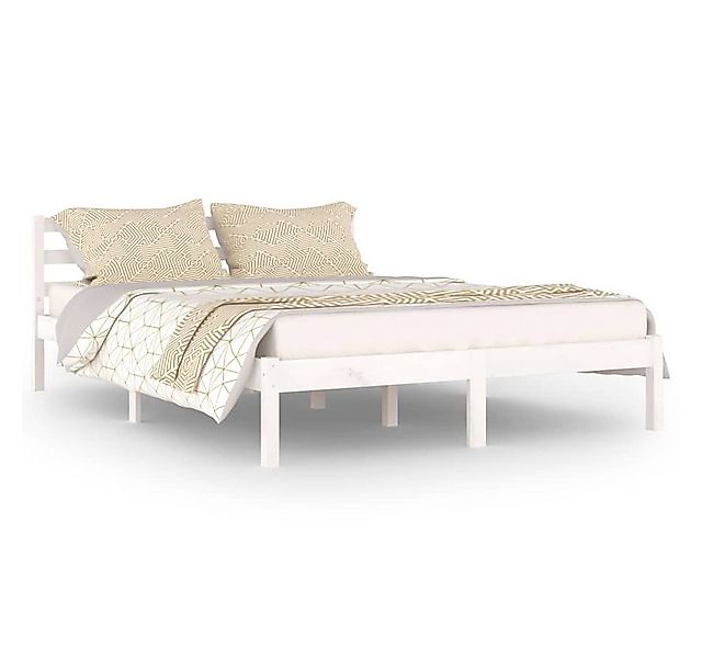 furnicato Bettgestell Massivholzbett Kiefer 140x200 cm Weiß (1-tlg) günstig online kaufen