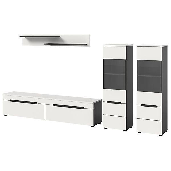 Inn.Furn Wohnwand in Weiß und Grau 272 cm Cooper günstig online kaufen