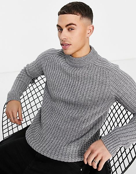 Selected Homme – Hochgeschlossener, strukturierter Pullover in Grau günstig online kaufen
