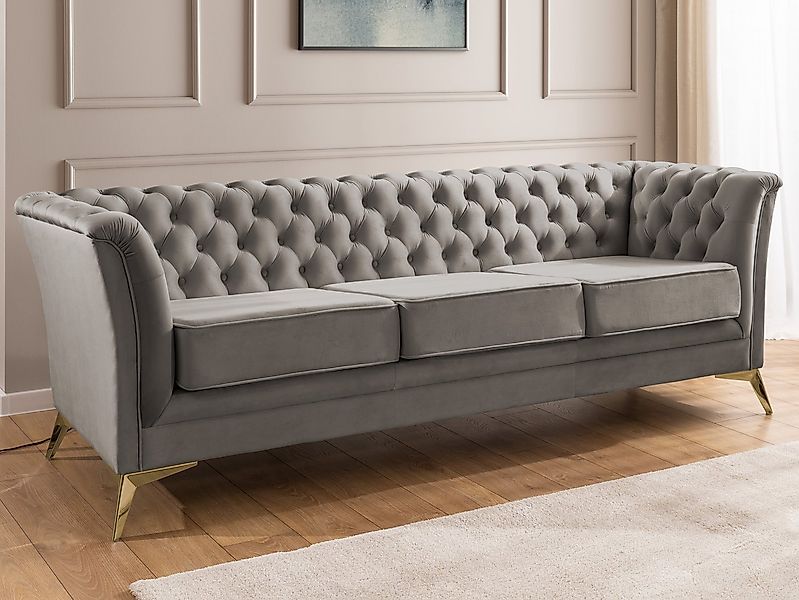 S-Style Möbel Polstergarnitur 3+2+1 Whitby, aus Samt mit goldenen, silberne günstig online kaufen