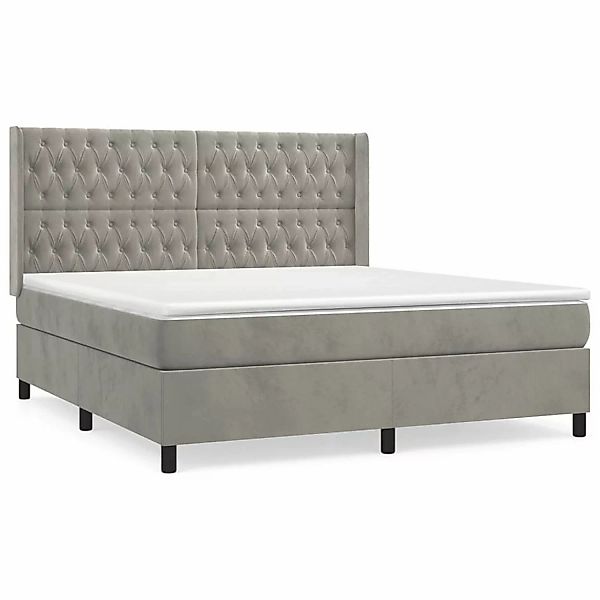 vidaXL Boxspringbett mit Matratze Hellgrau 180x200 cm Samt1387664 günstig online kaufen