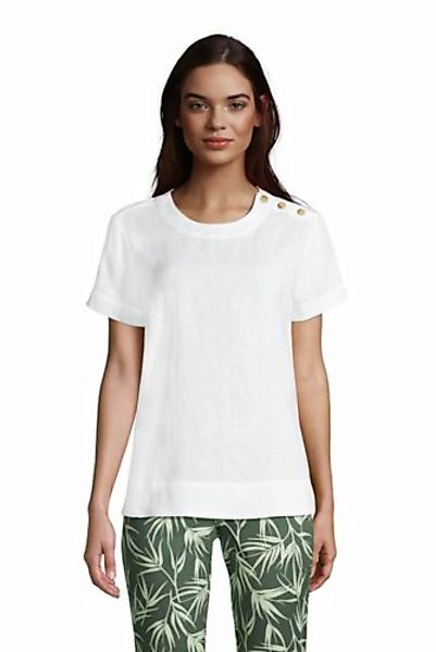 Leinen-Shirt mit Schulterknöpfen, Damen, Größe: 48-50 Normal, Weiß, by Land günstig online kaufen