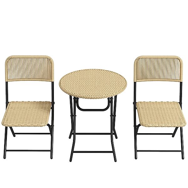 Outsunny Rattan Gartenmöbel-Set 3-TLG, Balkonmöbel mit Couchtisch und 2 Kla günstig online kaufen