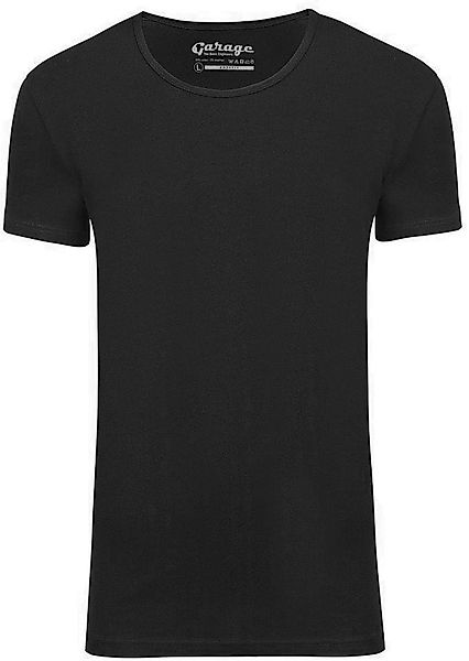 Garage Stretch Basic T-Shirt Schwarz Tiefer Rundhals - Größe M günstig online kaufen