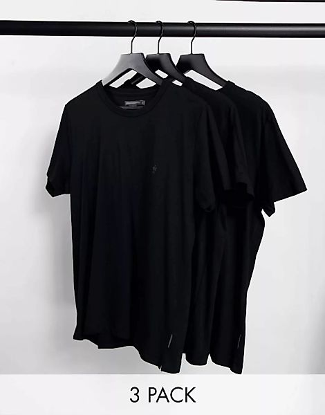 French Connection – 3er-Pack Lounge-T-Shirt in Schwarz günstig online kaufen
