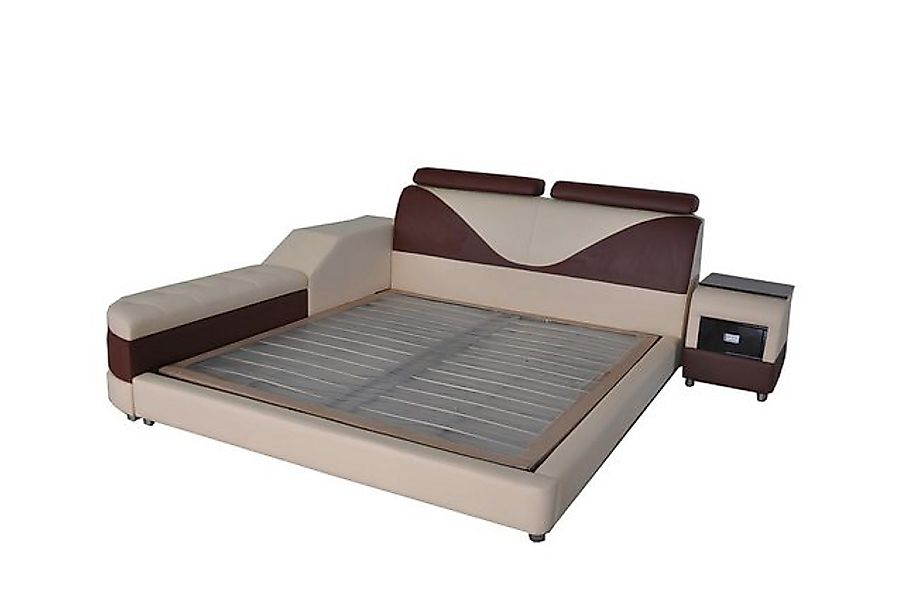 JVmoebel Bett Luxus Leder Design Polster Betten Doppel Modernes Beleuchtet günstig online kaufen