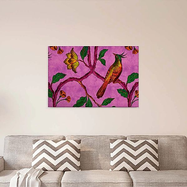 Bricoflor Neon Bild Auf Leinwand Mit Paradiesvogel Vogel Wandbild Pink Und günstig online kaufen