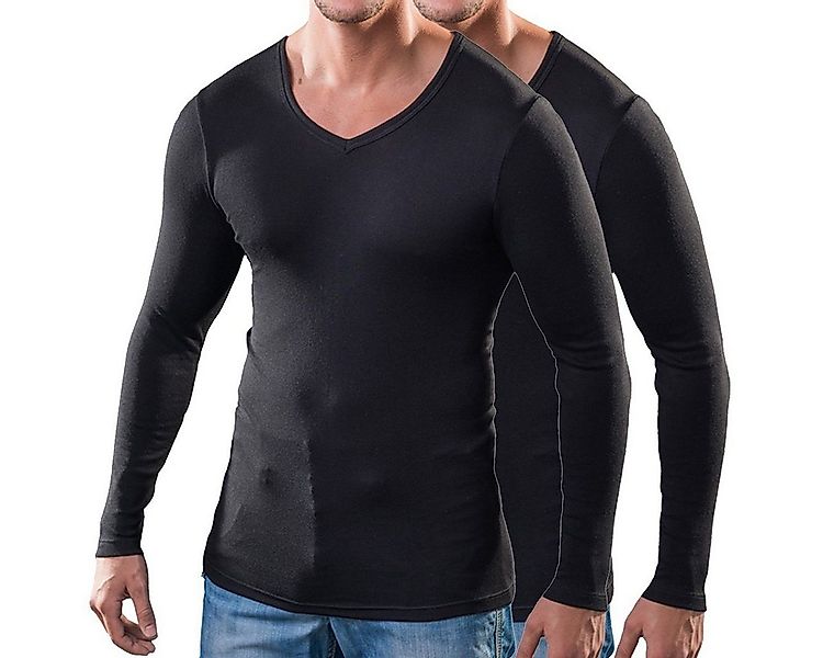 HERMKO Unterziehshirt 164680 2er Pack Herren langarm Shirt m. V-Ausschnitt günstig online kaufen