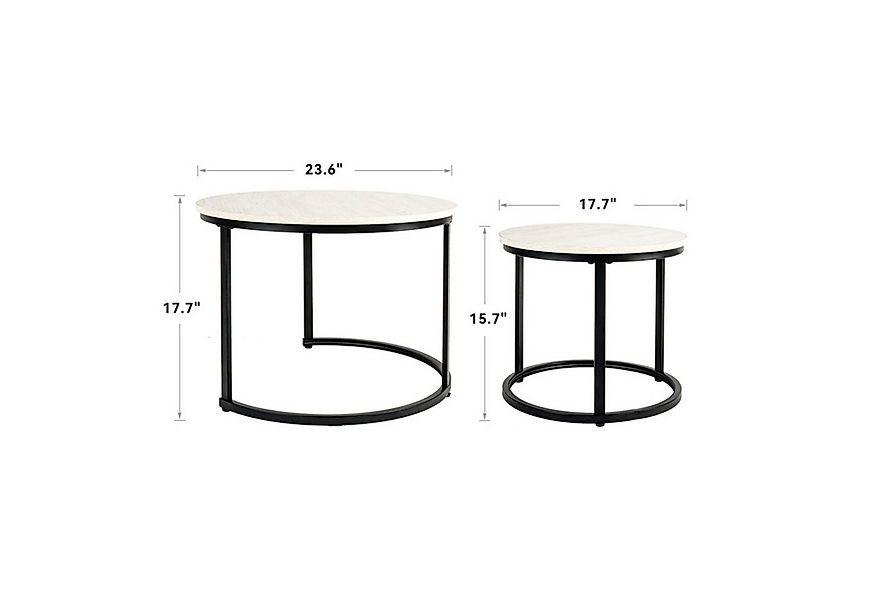 HawthyHome Couchtisch 2er-Set runde Beistelltische aus Holz & Metall (2-St) günstig online kaufen