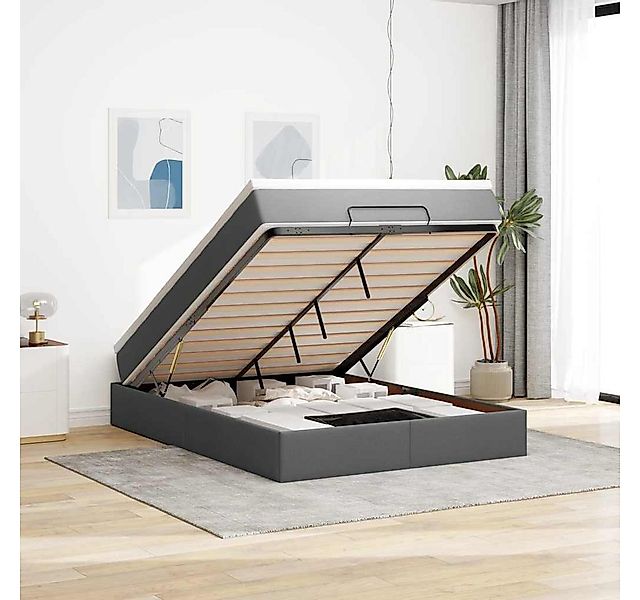 vidaXL Bett, Ottoman-Bett mit Matratze Dunkelgrau 140x190 cm Stoff günstig online kaufen