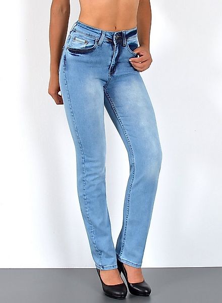 ESRA Straight-Jeans High Waist Straight Fit Jeans Damen Geradeschnitt Hose günstig online kaufen