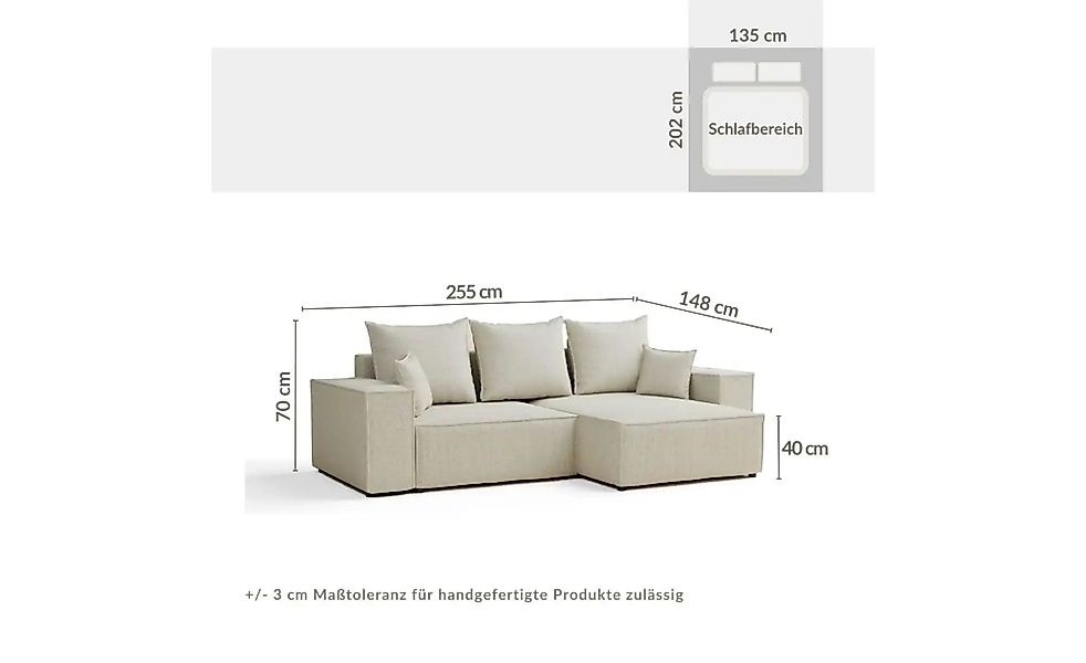Ecksofa   ¦ grau ¦ Maße (cm): B: 255 H: 70 Polstermöbel > Sofas > Ecksofas günstig online kaufen