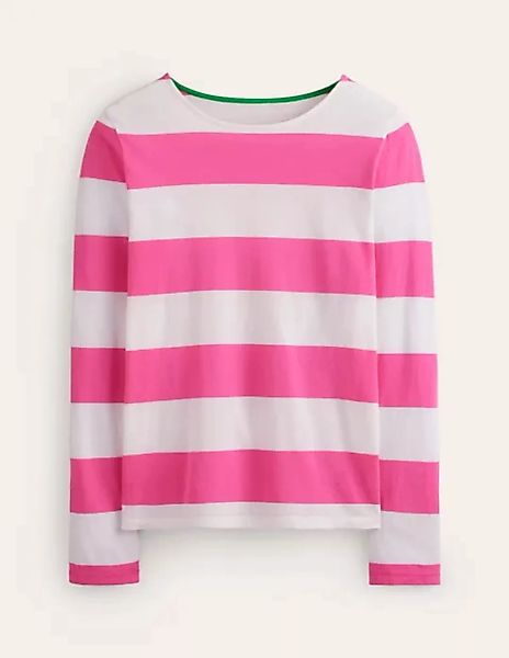 Bea Bretonshirt mit langen Ärmeln Damen Boden, Naturweiß Rosa Breite Streif günstig online kaufen