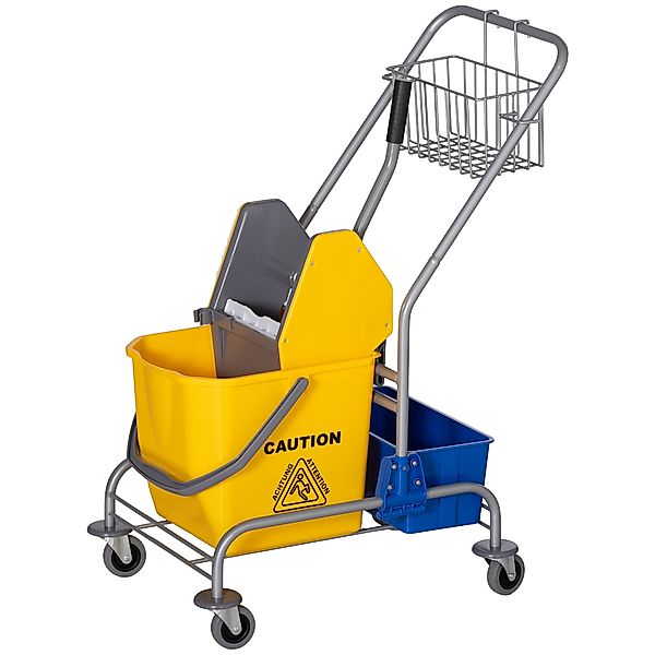 HOMCOM Reinigungswagen mit hängendem Korb, Regal, 25L Eimer mit Auswringvor günstig online kaufen