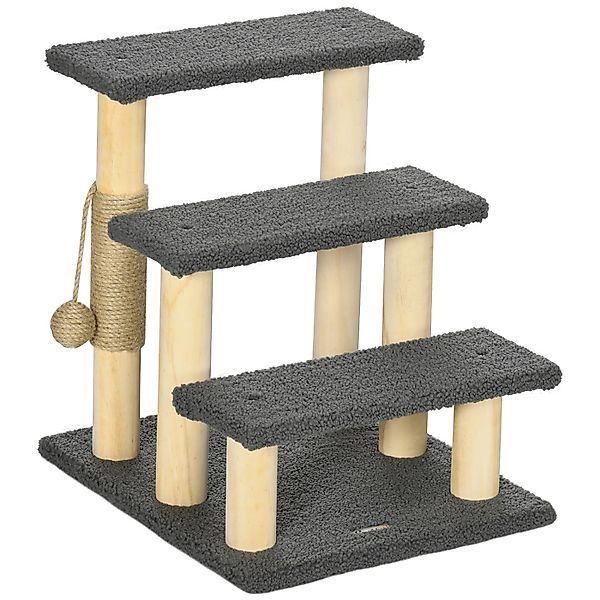 PawHut Katzentreppe 3-Stufig 48 cm mit Sisalsäule Spielball günstig online kaufen