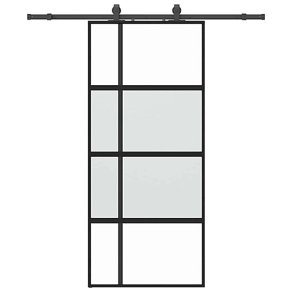 vidaXL Schiebetür mit Beschlag Schwarz 90x205 cm Hartglas 3375839 günstig online kaufen