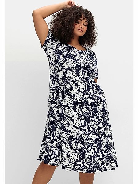 Sheego Jerseykleid "Große Größen", in A-Linie, mit Blumenprint günstig online kaufen