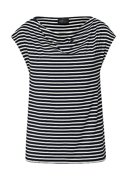 s.Oliver BLACK LABEL T-Shirt mit Wasserfallausschnitt und Streifen-Design günstig online kaufen