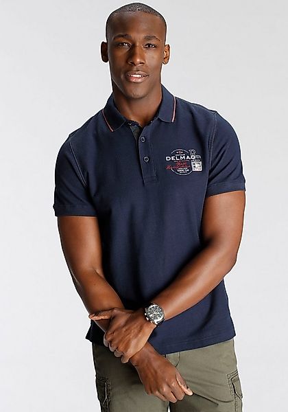 DELMAO Poloshirt Kurzarm, mit Rippbündchen, Polokragen günstig online kaufen