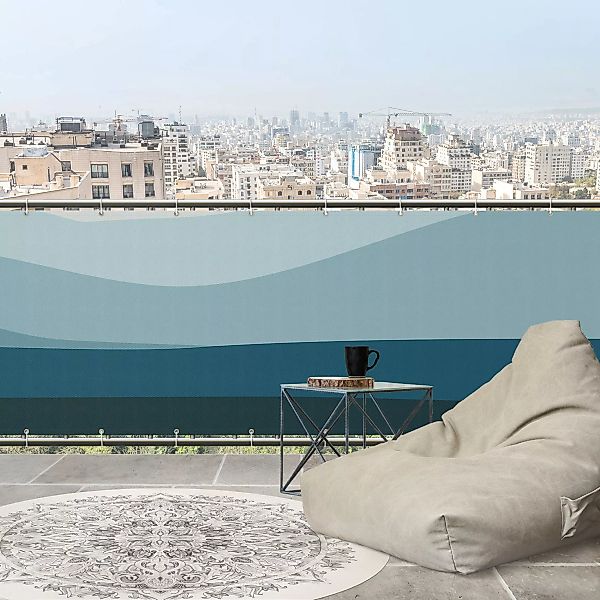 Balkon Sichtschutz Blaue Wellen und Dünen günstig online kaufen