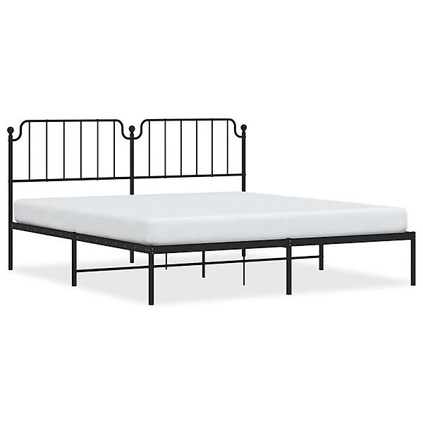 vidaXL Bettgestell, Bettrahmen mit Kopfteil Metall Schwarz 160x200 cm günstig online kaufen