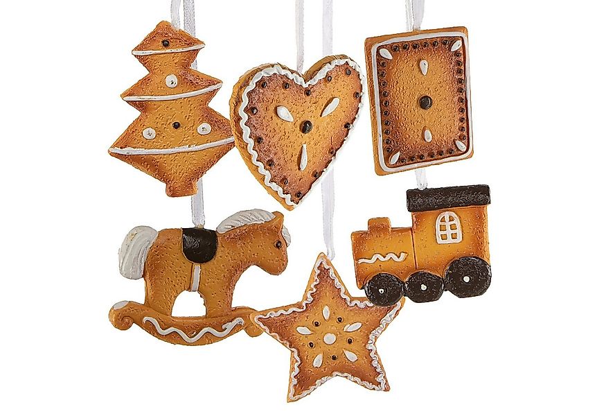 Logbuch-Verlag Dekofigur 6 Lebkuchen Deko Anhänger aus Kunststoff braun, ca günstig online kaufen