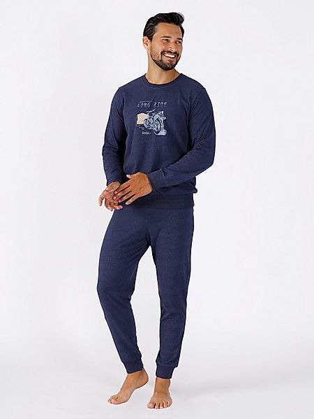 HOTBERG Schlafanzug Herren lang mit Bündchen Abschlüsse, Reine Baumwolle günstig online kaufen