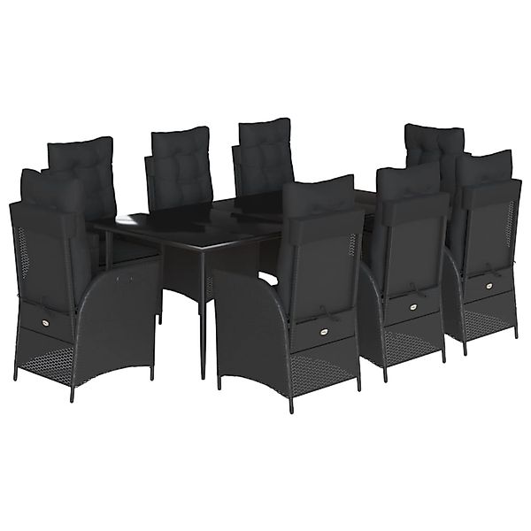 vidaXL 9-Tlg Garten-Essgruppe mit Kissen Schwarz Poly Rattan 3213182 günstig online kaufen