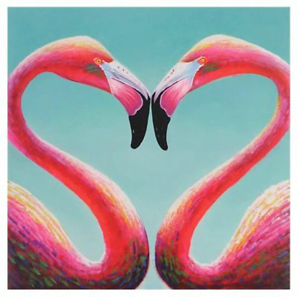 HWC Mendler Ölgemälde Flamingo XL, handgemalt 90x90cm mehrfarbig günstig online kaufen