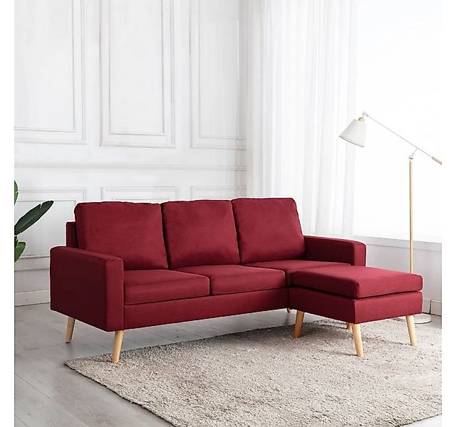 vidaXL Sofa 3-Sitzer-Sofa mit Hocker Weinrot Stoff Couch günstig online kaufen