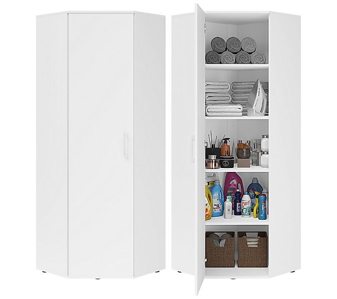 Bellamio Mehrzweckschrank Apol (Weiß) Eckschrank mit 1 Tür & 5 großen Fäche günstig online kaufen