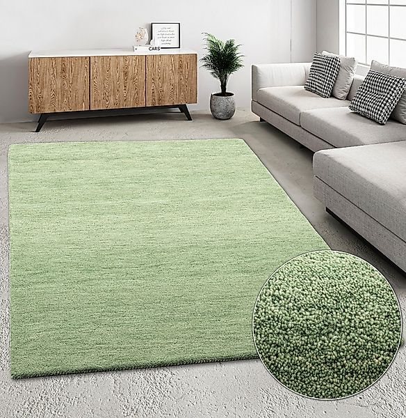 THEKO Wollteppich Gabbeh Uni, Handgefertigt, Teppich, meliert, reine Wolle, günstig online kaufen