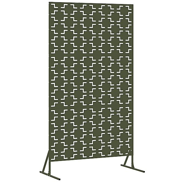 vidaXL Gartenzaun Metallzaunpanel Olivgrün Groß Gemustert günstig online kaufen