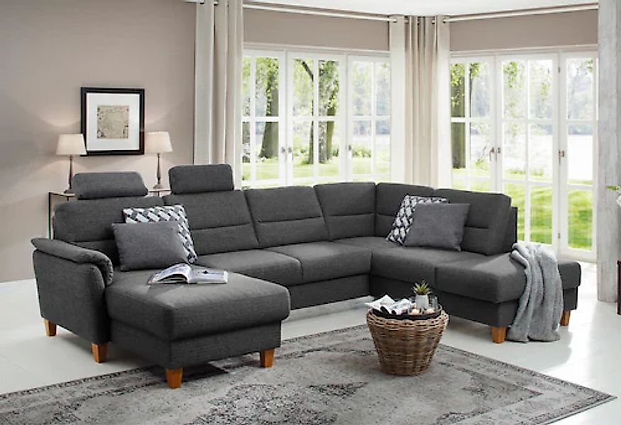 Home affaire Wohnlandschaft »Palmera U-Form, B: 308 cm« optional Bettfunkti günstig online kaufen
