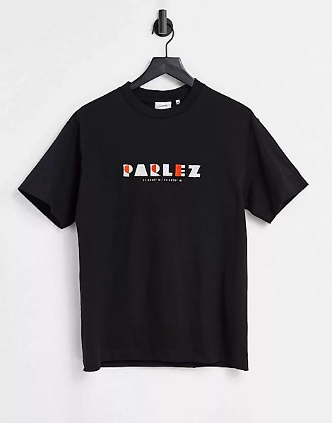 Parlez – Ohlson – Besticktes T-Shirt in Schwarz günstig online kaufen