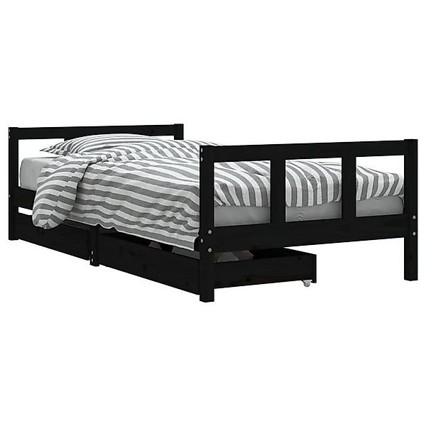 vidaXL Kinderbett, Jugendbett mit Schubladen Schwarz 90x190 cm Massivholz K günstig online kaufen