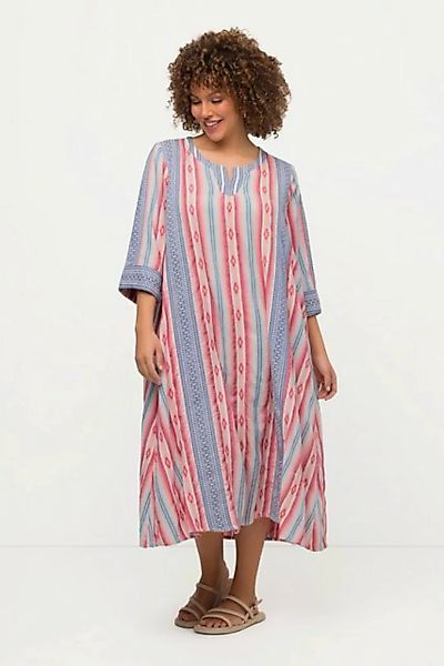 Ulla Popken Maxikleid Kaftan Ethnomuster A-Linie Tunika-Ausschnitt günstig online kaufen