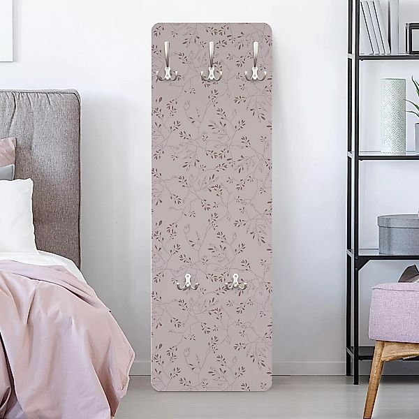 Wandgarderobe Holzpaneel Gräser Alt Rosa günstig online kaufen