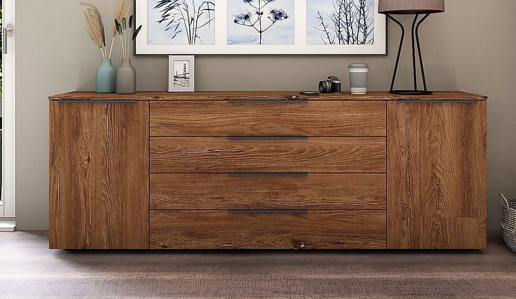 borchardt Möbel Sideboard Tom, moderne Kommode mit Metallgriffen, 200cm bre günstig online kaufen