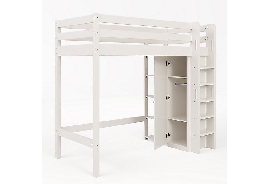 BlingBin Hochbett Kinderbett Einzelbett Jugendbetten 90×200CM (1-St., Weiß, günstig online kaufen