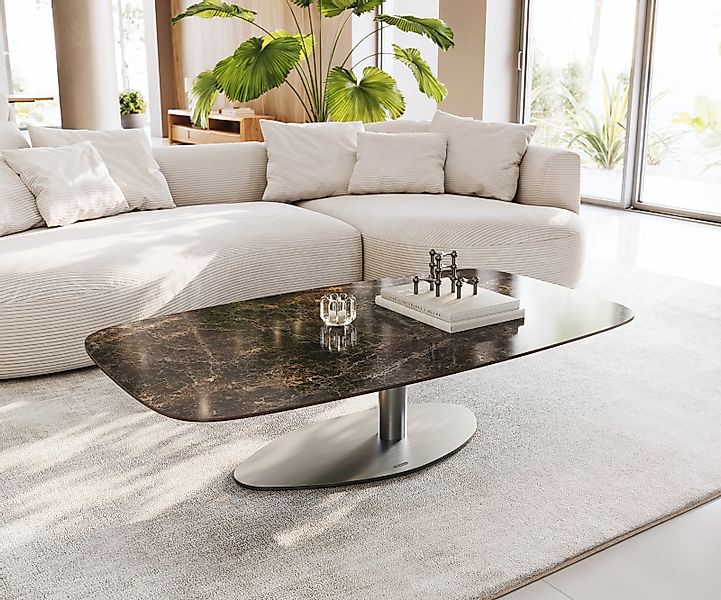 Couchtisch Edge Boot 140x80 cm Keramik Emperador Extra Lucidato Dunkelbraun günstig online kaufen