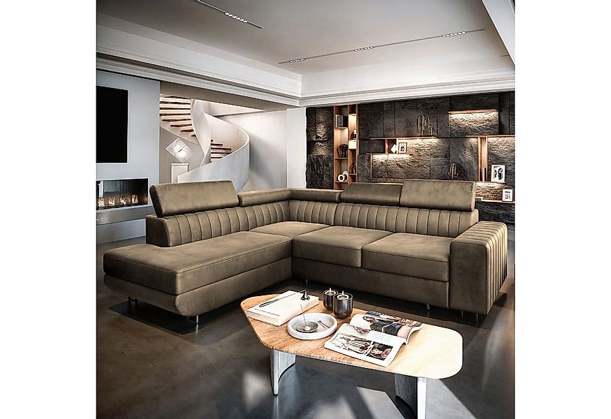 Masseno Ecksofa NOLA mit Schlaffunktion L-Form, Sofa mit Bettkasten günstig online kaufen