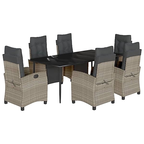 vidaXL 7-Tlg Garten-Essgruppe mit Kissen Hellgrau Poly Rattan 3213035 günstig online kaufen