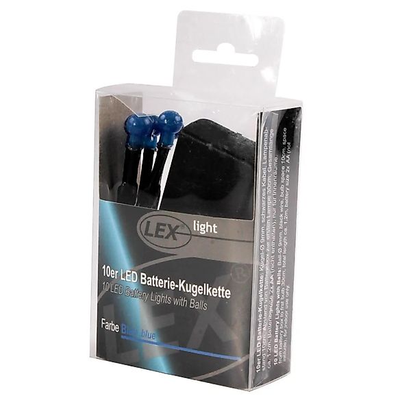 Lex 10er LED Batterie Kugelkette Lichterkette Blaue Kugeln Batterie Beleuch günstig online kaufen