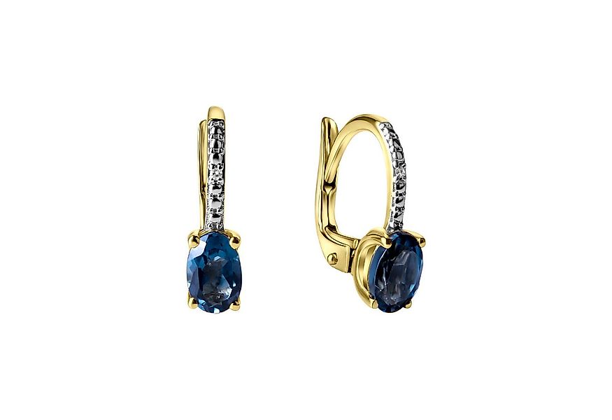 Vivance Paar Ohrhänger 585/- Gelbgold bicolor mit London Topas und Diamante günstig online kaufen