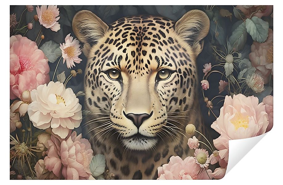 Wallarena Fototapete Jaguar Tiere Blumen Vlies günstig online kaufen