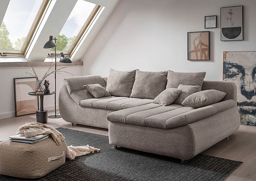INOSIGN Ecksofa "Imola elegant und bequem, aktuelle Steppung im Sitz, L-For günstig online kaufen