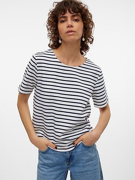 Vero Moda Rundhalsshirt VMABBY SS ZIP TOP JRS NOOS Materialmix, regular fit günstig online kaufen
