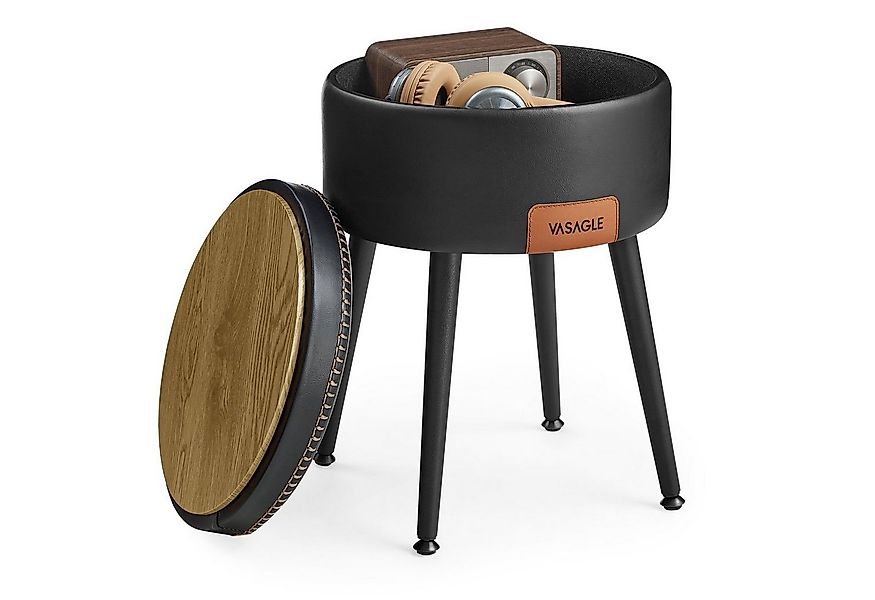 VASAGLE Sitzhocker (1 St), Stauraum, Kunstleder, bis 150 kg, tintenschwarz günstig online kaufen